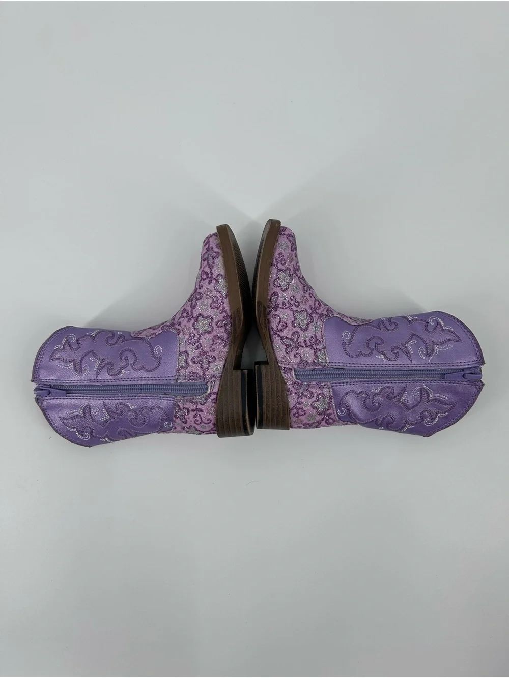 Roper Kids Lavender Floral Glitter Western Cowboy Boots - Toddler Size 6